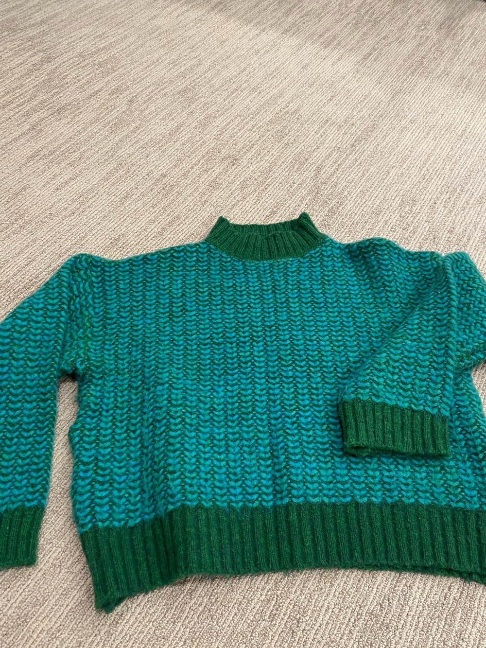Textured Teal & Emerald Knit Sweater